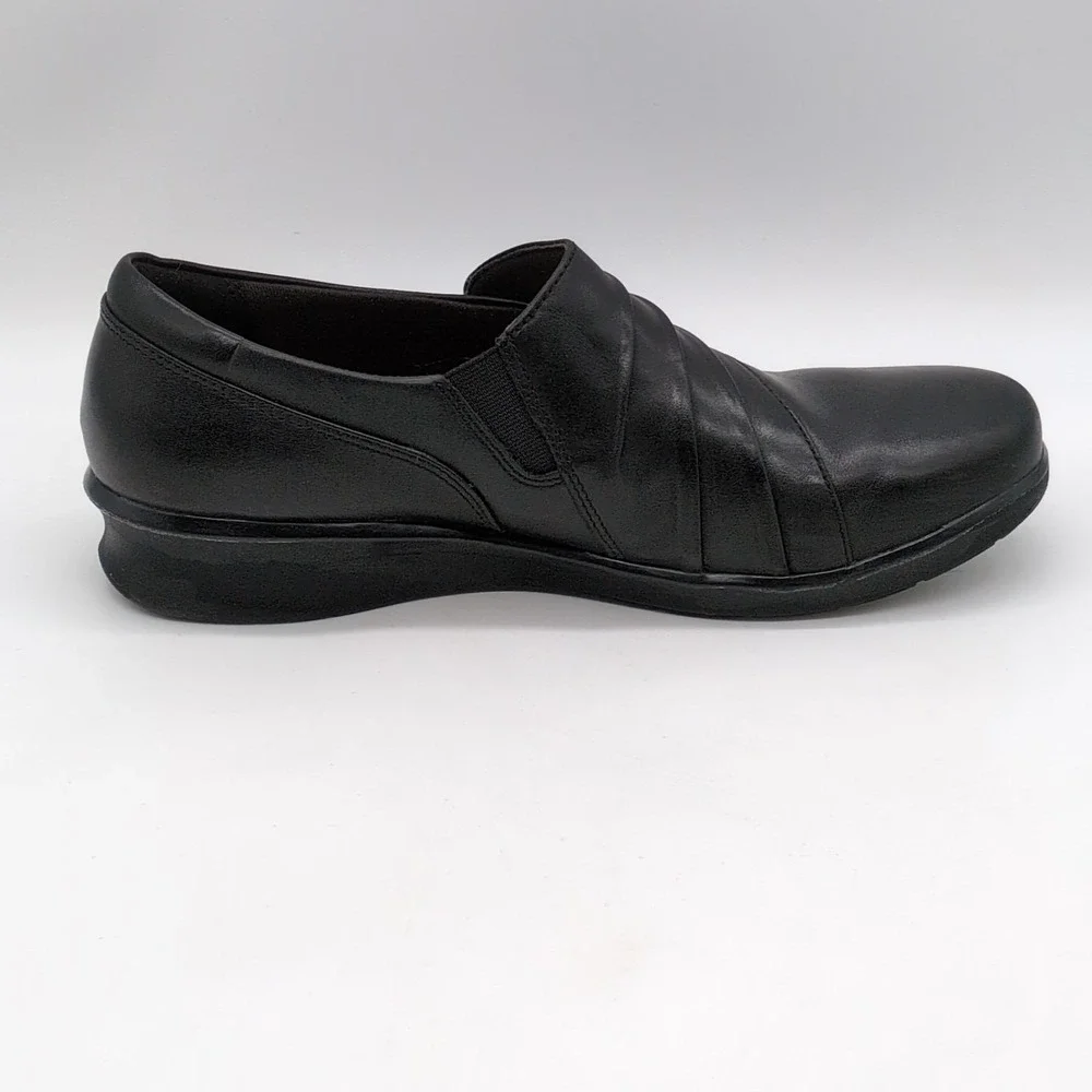 Clarks Collection Shoes Womens Black 8 Leather Loafers Stretch Comfort‎ 21951